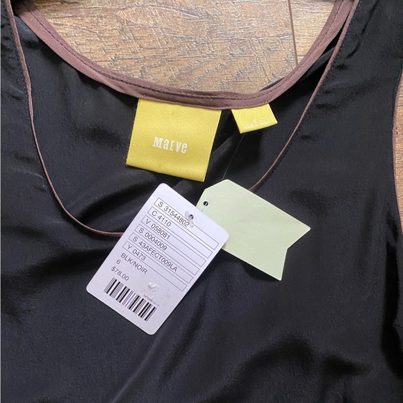 NWT Anthropologie “Maeve” 100% Black/Brown High-Low Tank Size 4 - Picture 5 of 5